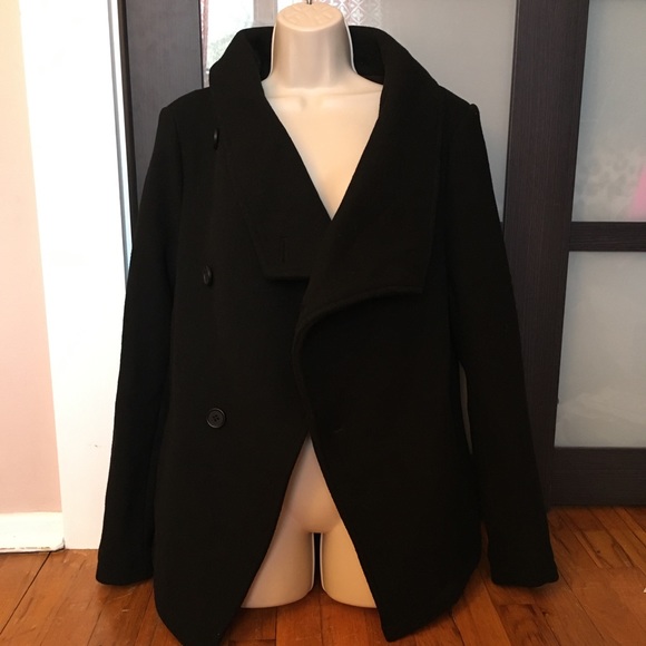 H&M Divided Black Wool Blend Coat Jacket Sz S - Picture 3 of 8